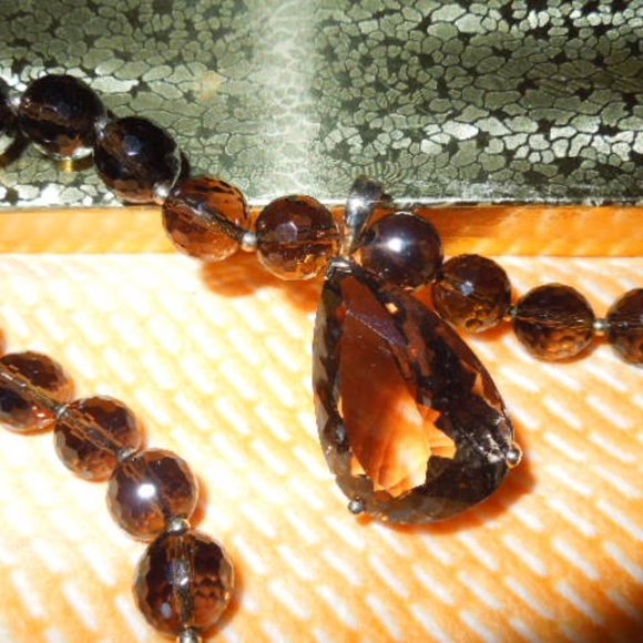 NWOT Smoky Quartz Bead Necklace & Enhancer - Picture 8 of 8